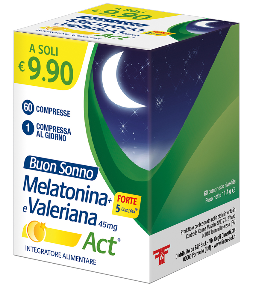 MELATONINA + VALERIANA FORTE 5 45MG ACT