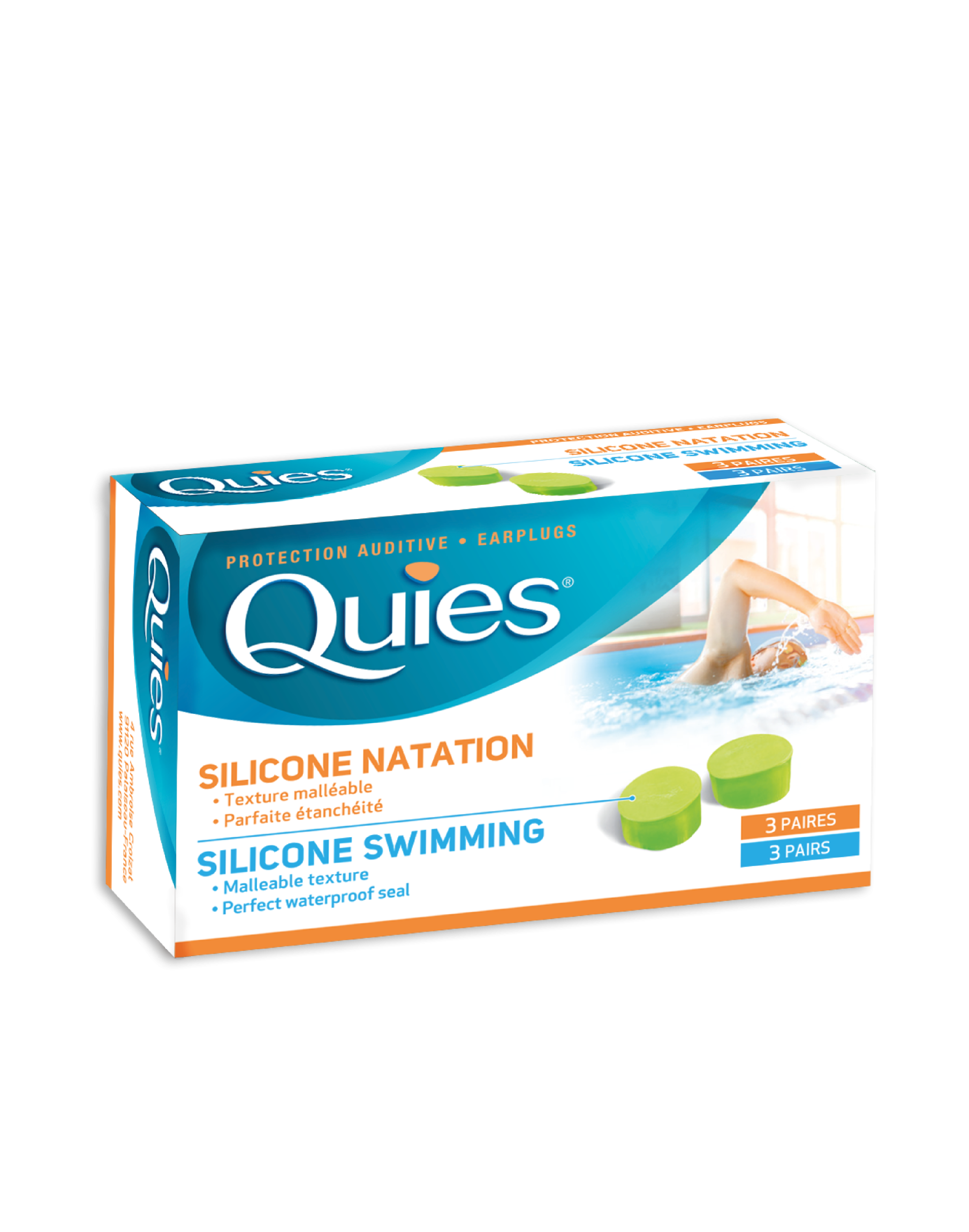 QUIES SILICONE SWIM STANDARD BY 3 PAIRS